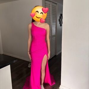 Sherri Hill Hot Pink One-Shoulder Prom Dress